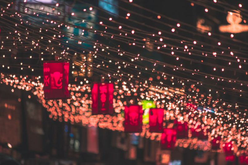 Lantern Festivals - tilt shift lens photography of street lights